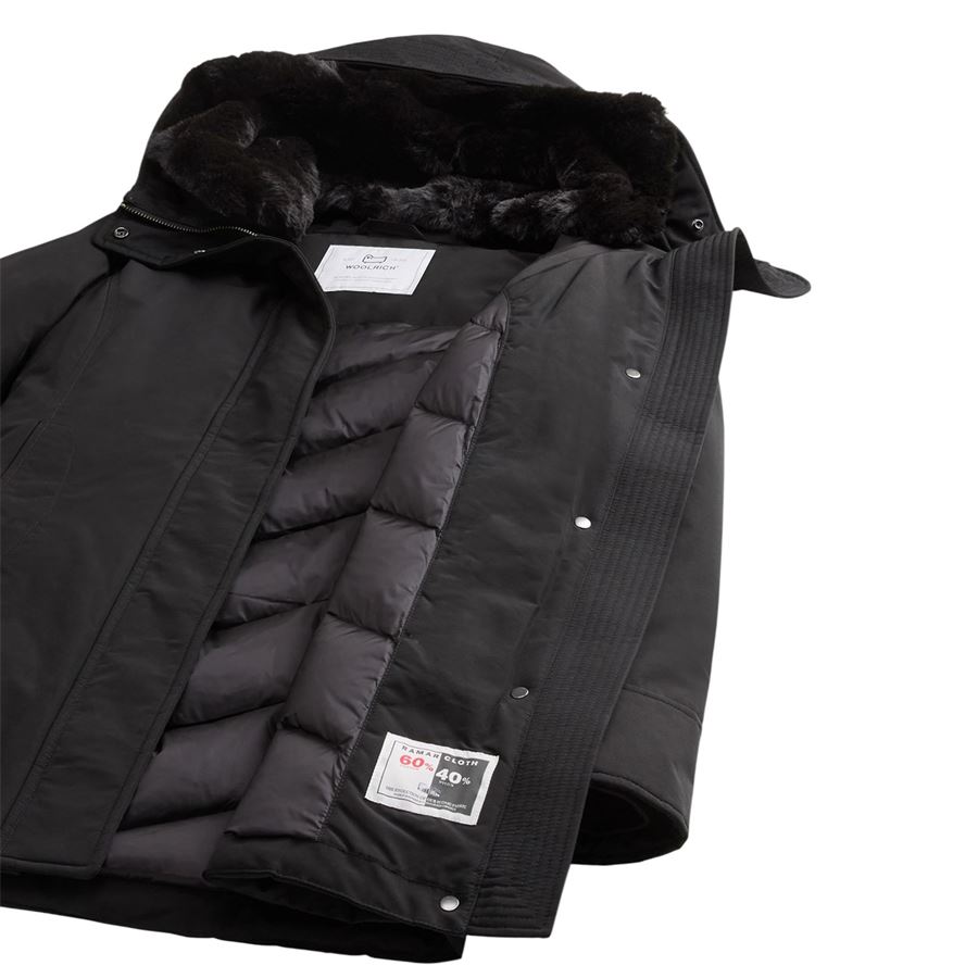 Boulder Parka giubbetto da donna  in Ramar Cloth con cappuccio e collo removibile in pelliccia sintetica Woolrich | CFWWOU0724BLK